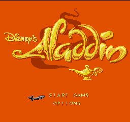 Aladdin title screen for NES